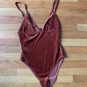 Velvet rust orange bodysuit
